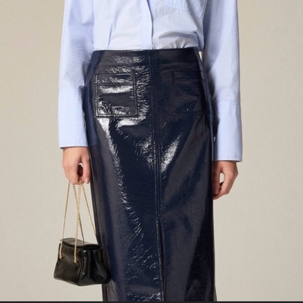 J. Crew Navy Patent Pencil Skirt